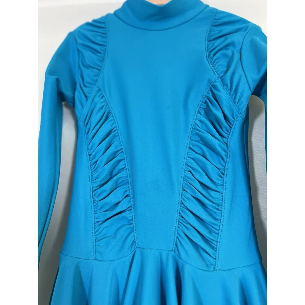 Ballroom Latin Dance Competition Dress for Pre-Teen girls Blue Size 8-10